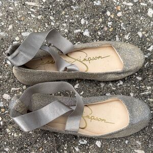 Jessica Simpson Women's Sparkling Silver Ballet Flats